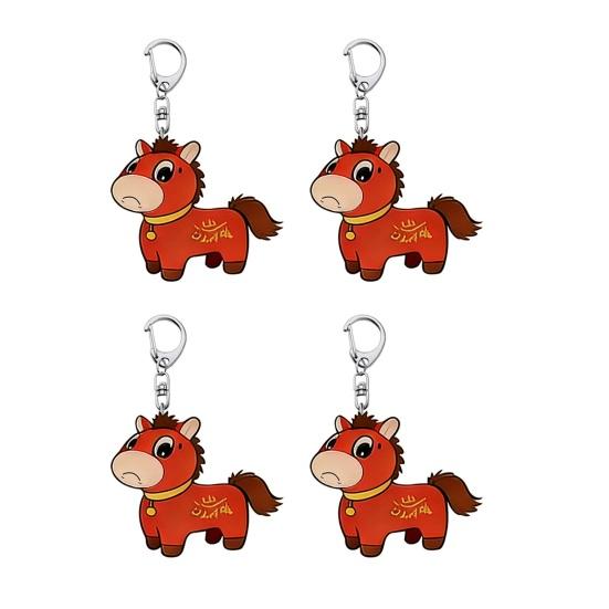 Röd Häst Nyckelring 2026 Hästens År Lyckoamulett Akrylhänge med Metallspänne Festlig Vårfestpresent Tecknad Zodiakprydnad