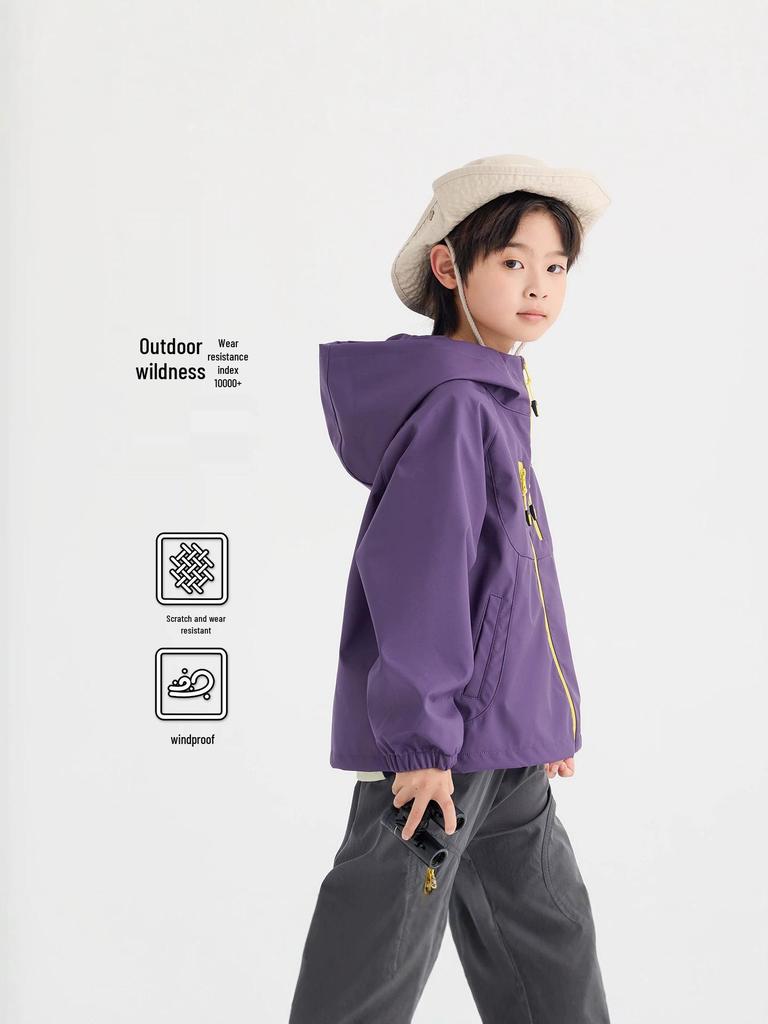 Boys' Windproof Stain-Resistant Hooded Mountaineering Ski Jacket - 2026 Autumn Collection
