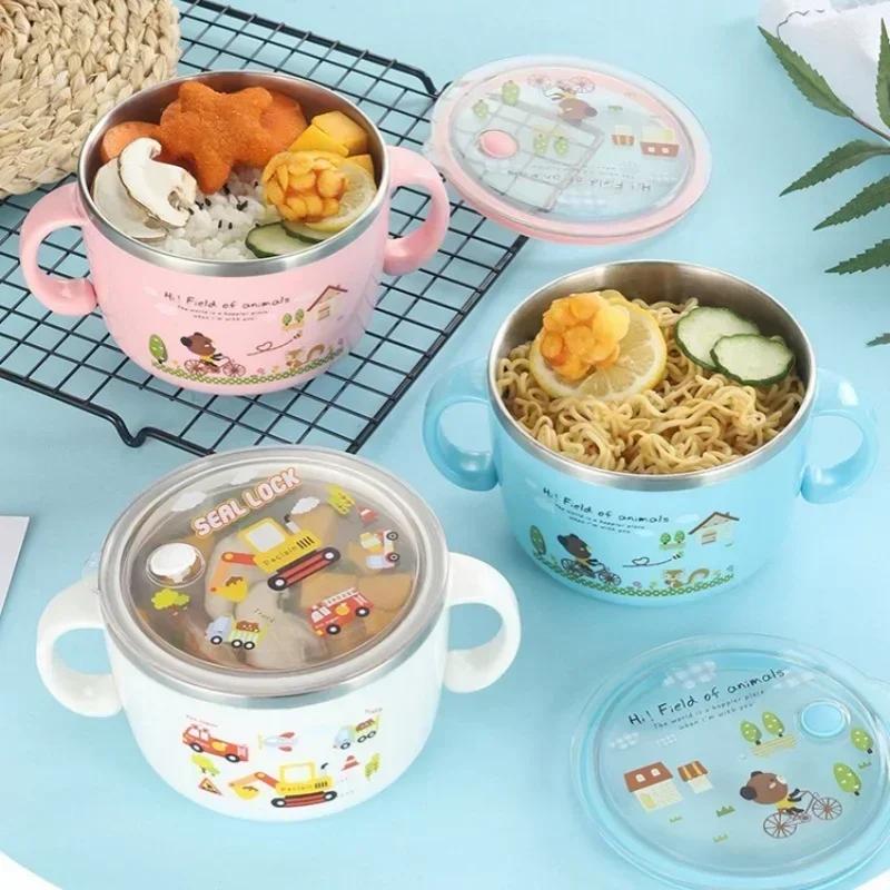 Brotdose für Kinder Niedliche Edelstahl Suppen-Nudel-Schüssel Großes Fassungsvermögen Fallschutz Verbrühschutz Bento-Box Schul-Lebensmittelbehälter