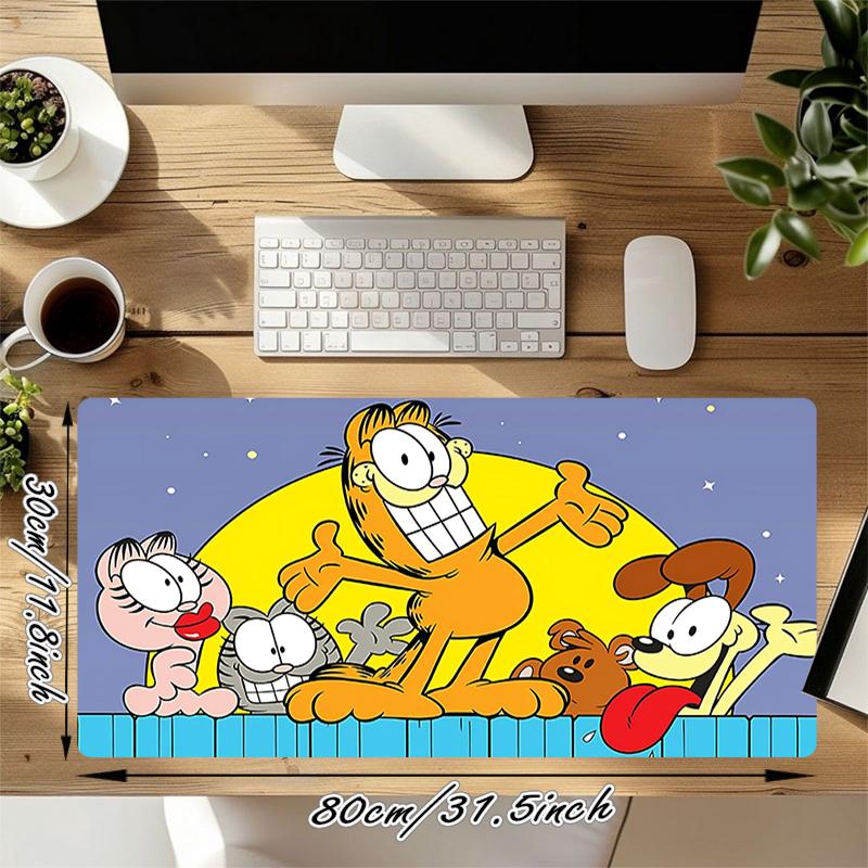 1Pc Garfield'S Cosmic Adventure Gaming Mouse Pad Keyboard Desk Mat Non-slip Rubber Lock Edge Waterproof Computer Mousepad for Office Home Decor Y187