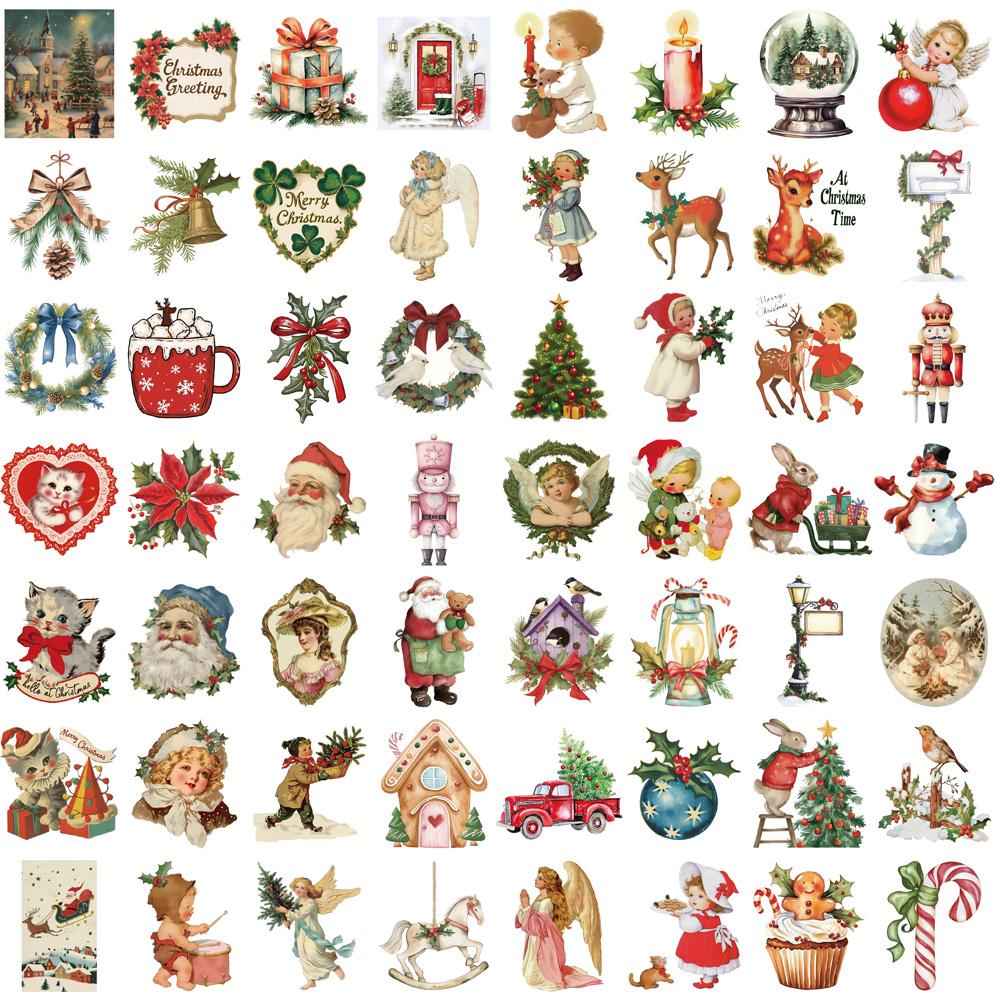 50PCS Romantic Christmas Stickers Home Decorative for Home 2025 Wall Sticker Gift Year Christmas 2025 Creative DIY Sticker