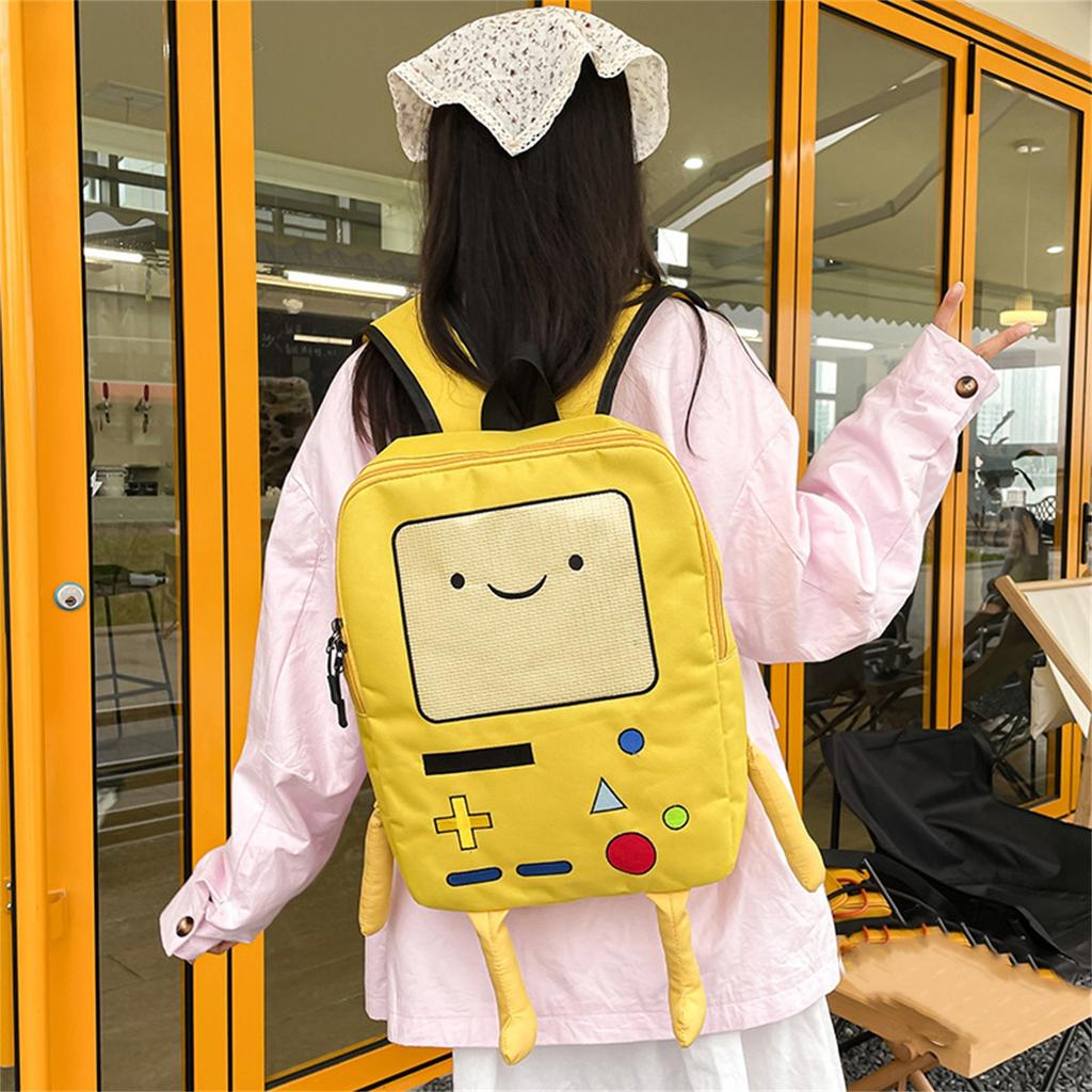 Cartoon Roboter Reise Laptop Niedlicher Rucksack Blauer PU Rucksack Wasserabweisend College Computertasche Geschenk für Männer & Frauen Passt 15,6 Zoll Noteboo