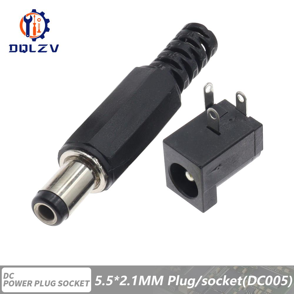 DC Connectors 5.5x2.1mm 3.5x1.3mm DC Power Female Jack Socket Nut Panel Mount DC Power Adapter Connector DC-099/005/022B/25M