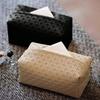 Faux Leather Tissue Box Holder Easy Maintenance Rattan Stain-resistant Tissue Case