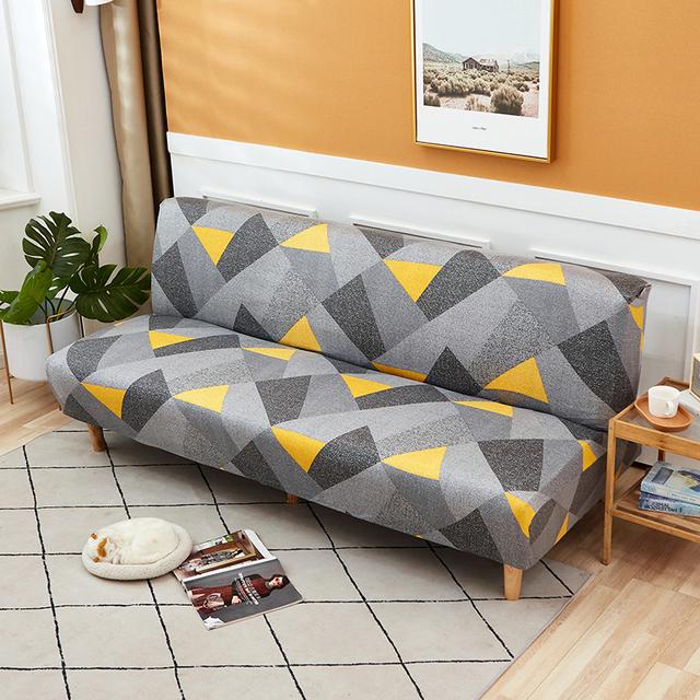 Folding Sofa Furniture Bed Cover Sofa Protective Covers Spandex Stretch Elastic Material Double Chair Cover Slipcovers Living Space Geometric Print