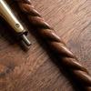 Handcrafted Twisted Spiral Wooden Walking Stick, Solid Brass Handle Cane