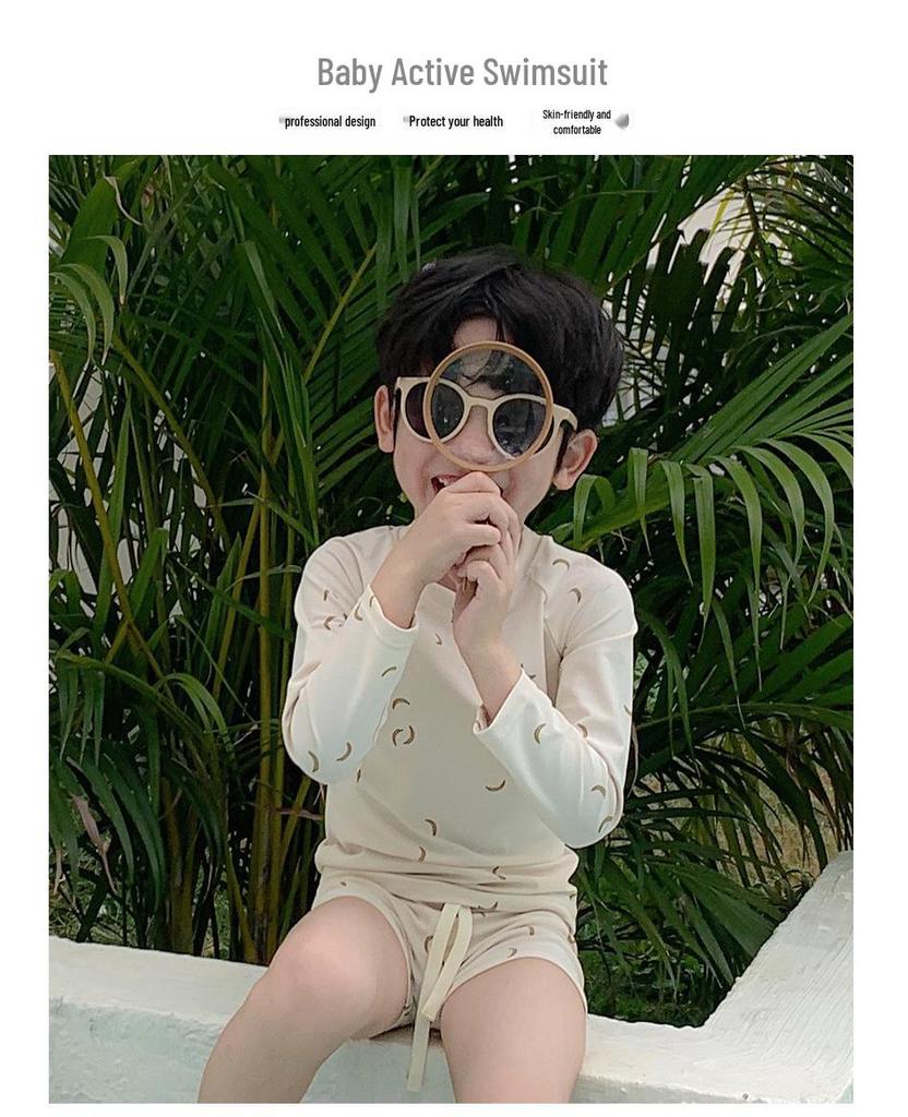 Baby Boy Cartoon Banana Sunscreen Quick-Dry Swimsuit for Small & Medium Kids