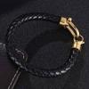 Trendy Men's Jewelry Black Braided Leather Bracelet Gold Color Stainless Steel Horseshoe Lobster Clasp Handmade Bracelets SP0760