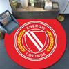 Energie Cottbus Logo Printed Round Rug, Non Slip Washable Circular Carpet For Living Room Bedroom Playroom, Sports Fan Decor, Holiday Birthday Gift