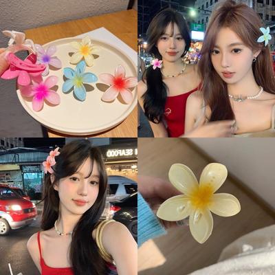6cm Fashion Egg Flower Hair Clips for Women Bohemia Gradient Flower Hairpin Beach Vacation Girls Sweet Hair Accessories