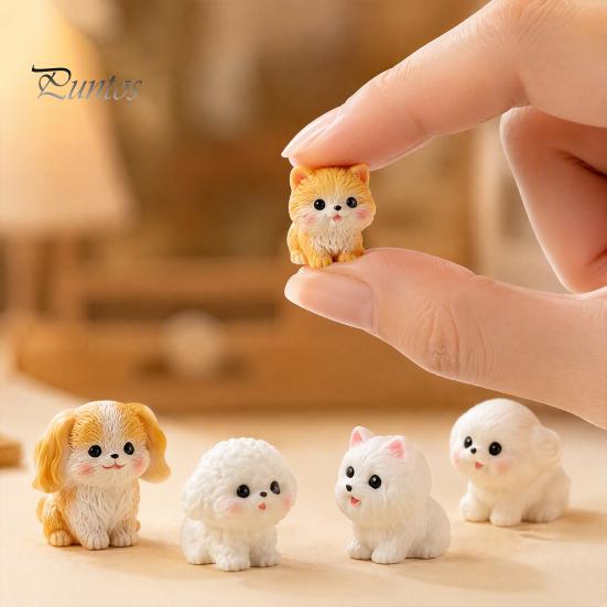 Mini Resin Animal Figurines 2Pcs Dog Figurines, Cute Puppy Miniature Figures, Small Micro Landscape Accessories Ornaments for Landscape, DIY