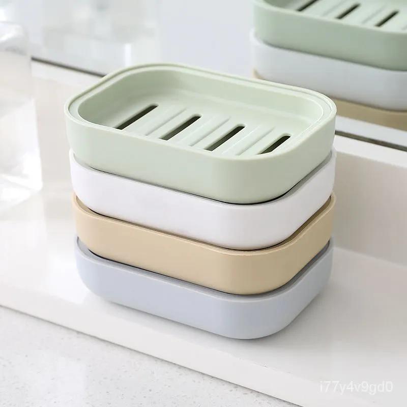 New Creative Soap Dish Portable Plastic Household Bathroom Soap Case Holder Double Soap Box Dispenser Soap Rack Accessories