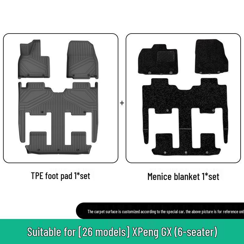 Eco-friendly TPE Floor & Trunk Mats for 2026 XPeng GX, with Backrest Protection.