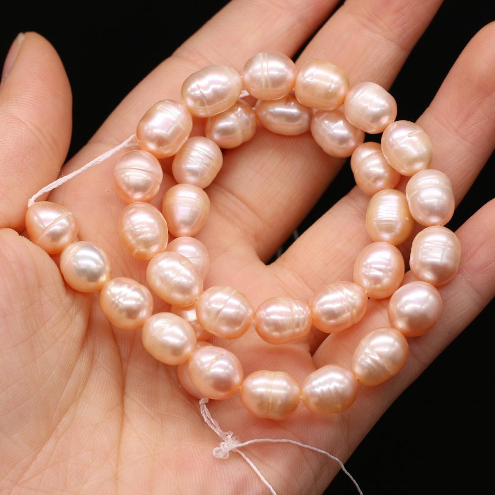 

1String, A Natural Freshwater Pearls, Handcrafted Rice-shaped Pearl Beads for DIY Necklaces, Jewelry Making Supplies 36cm 1String/9-10mm-36cm рожевий