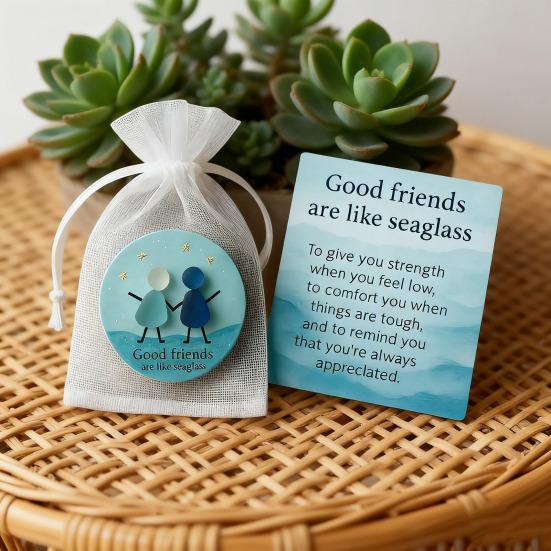 Good Friends Are Like Seaglass Keepsake Gift Sea Glass Art Pocket Hug Token