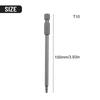 Torx Screwdriver Bit 1/4'' Shank Hex Wind Drill Head 100mm Long Magnetic Torx Screwdriver Bit T8 T10 T15 T20 T25 T30