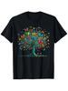 Lady CLothes Crew Neck Short Sleeve Watercolor StyleColorful Butterfly Tree Print T Shirt Women's Outfits Casual Daily Wear