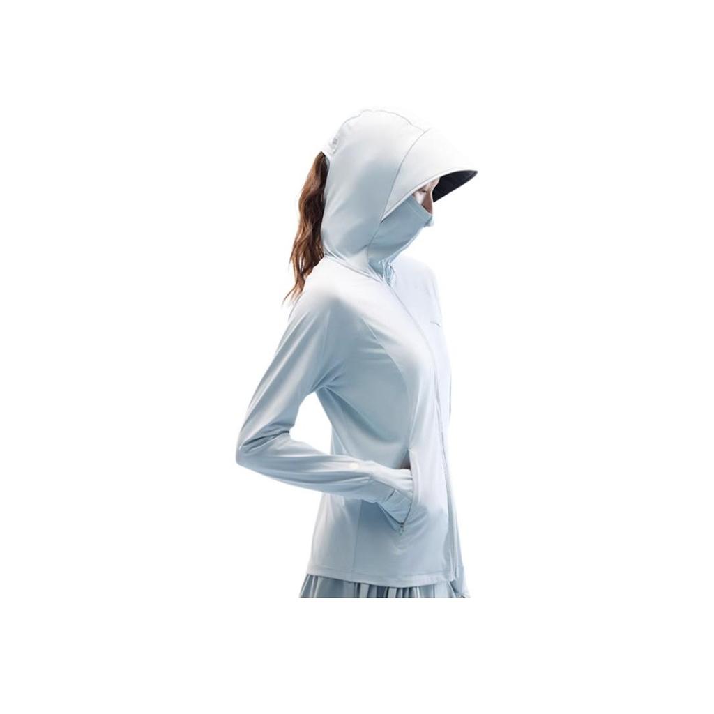 Anta Training Series Solid Color Zip-Up Hooded Comfortable Breathable Versatile Sun Protection Jacket Women jackets Dream-Shadow-Blue 962527703-1