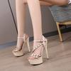 Rivet lined sandals for women's new summer fashion 15CM versatile and sexy high heels with slim heels