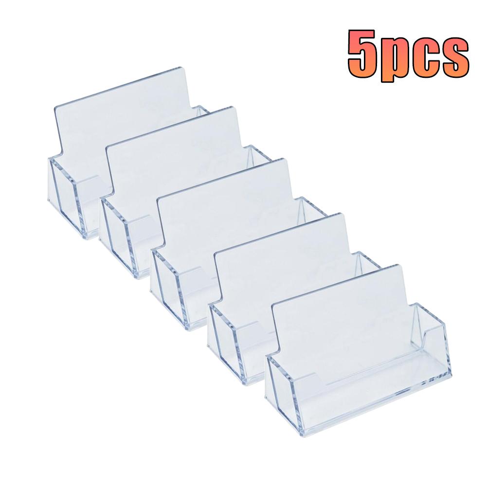 1/2/3/4/5/pcs Business Card Case Desktop Office Business Card Holders Display Stands Plastic Transparent Shelf Box Storage New