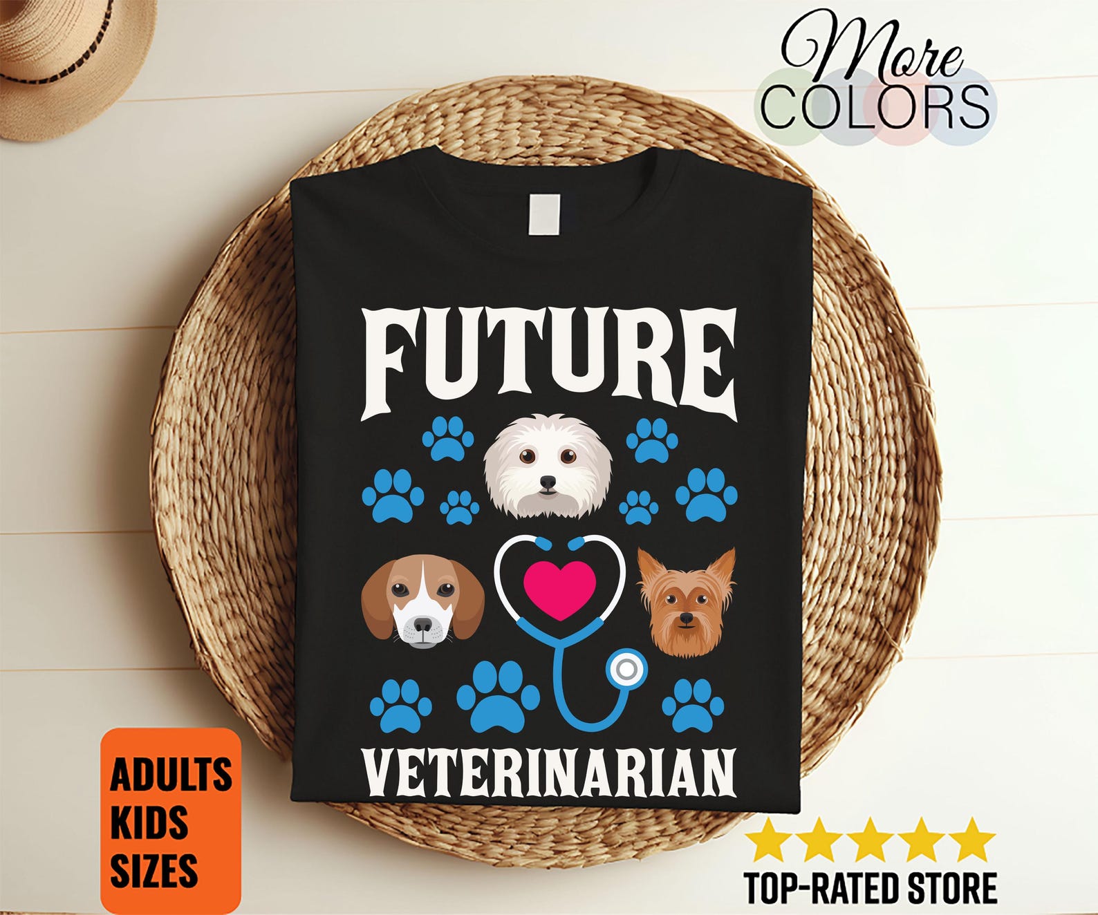 Future Veterinarian T-Shirt, Animals Lover Present, Vet Tech Gift, Doctor Veterinarians Practitioner School Clinic Hospital Workers Birthday 100