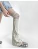 Japanese Style Mesh Patchwork Flared Leg Warmers - Light Gray Knit & White Ruched Tube Socks