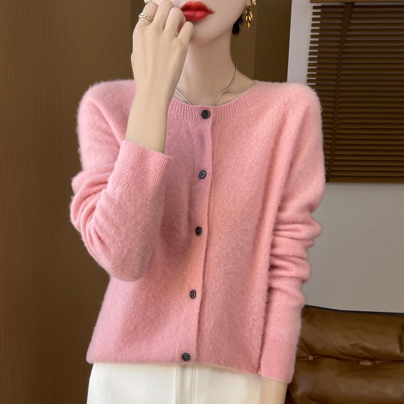 Qinghe Cashmere Women's 30% Cashmere Cardigan - Soft & Warm Wool Blend Sweater