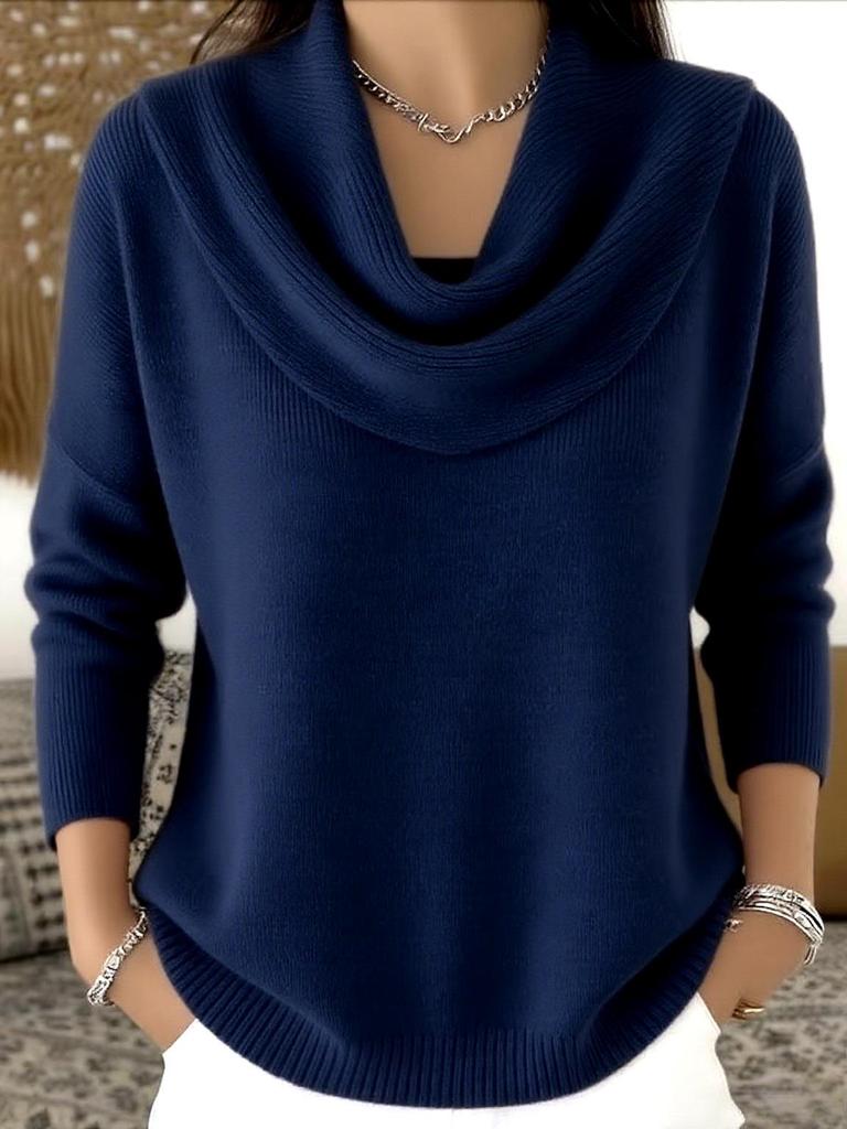 Solid Color Long Sleeve Women's Sweater for Autumn and Winter