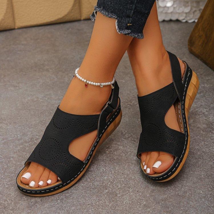Women's Open Toe Buckle Ankle Strap Summer Platform Wedge Sandals Comfortable Non-Slip Walking Sandals Beach Shoes for Women Casual Dressy Shoes