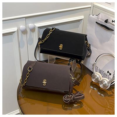 Vintage Solid Color PU Leather Women's Shoulder Bag Premium Faux Suede Splicing Ladies Crossbody Bag Versatile Female Armpit Bag