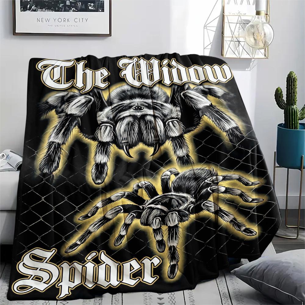 Split Mirror Lion Spider Print Flannel Blanket,High Quality Comfortable for All Seasons,Home Decor,Warmth and Comfort,Perfect for Christmas Gifts