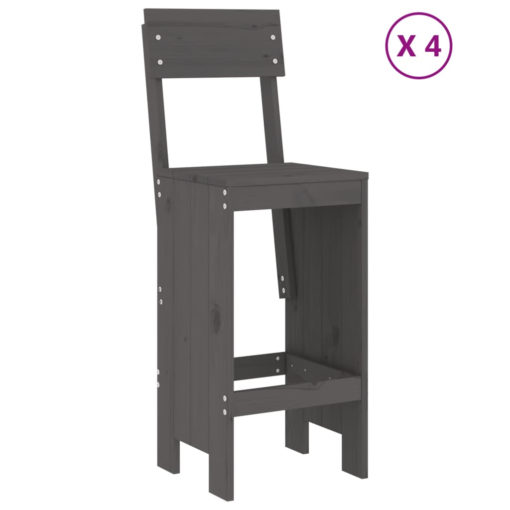 Vidaxl 5-Cz. Garden Bar Furniture Set, Grey, Pine Wood