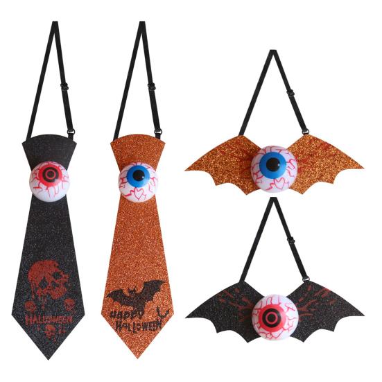 Halloweenská kravata pro děti chlapce Strašidelná oční bulva/Netopýr Kravata se svítícími očními bulvami pro Cosplay kostým Halloweenský párty doplněk