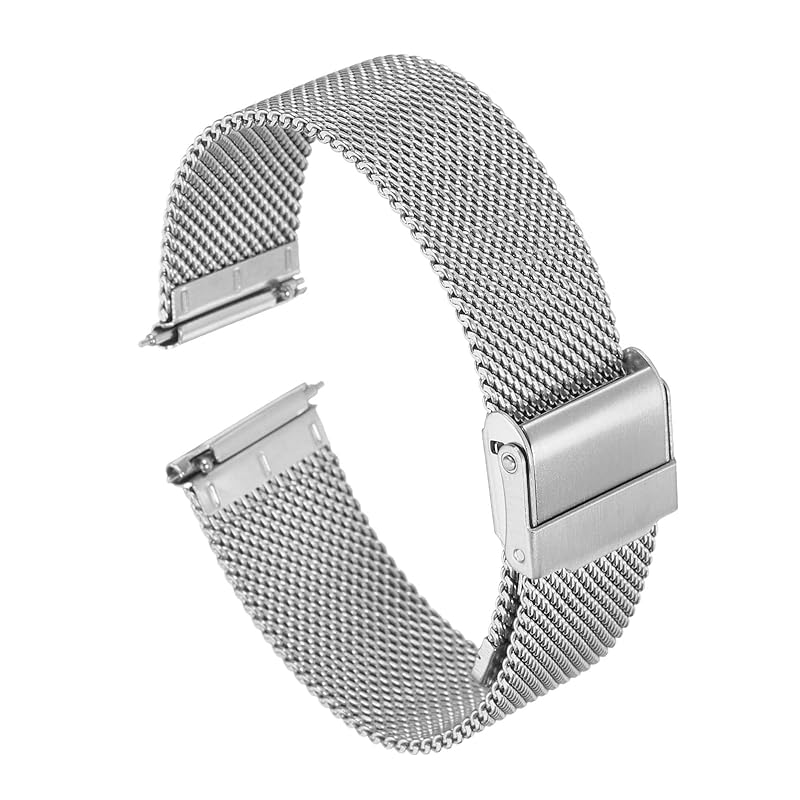 

[uxcell] 316L Stainless Steel Mesh Watch Band 19mm Quick Release Adjustable Metal Watch Strap for Men Women silver tone