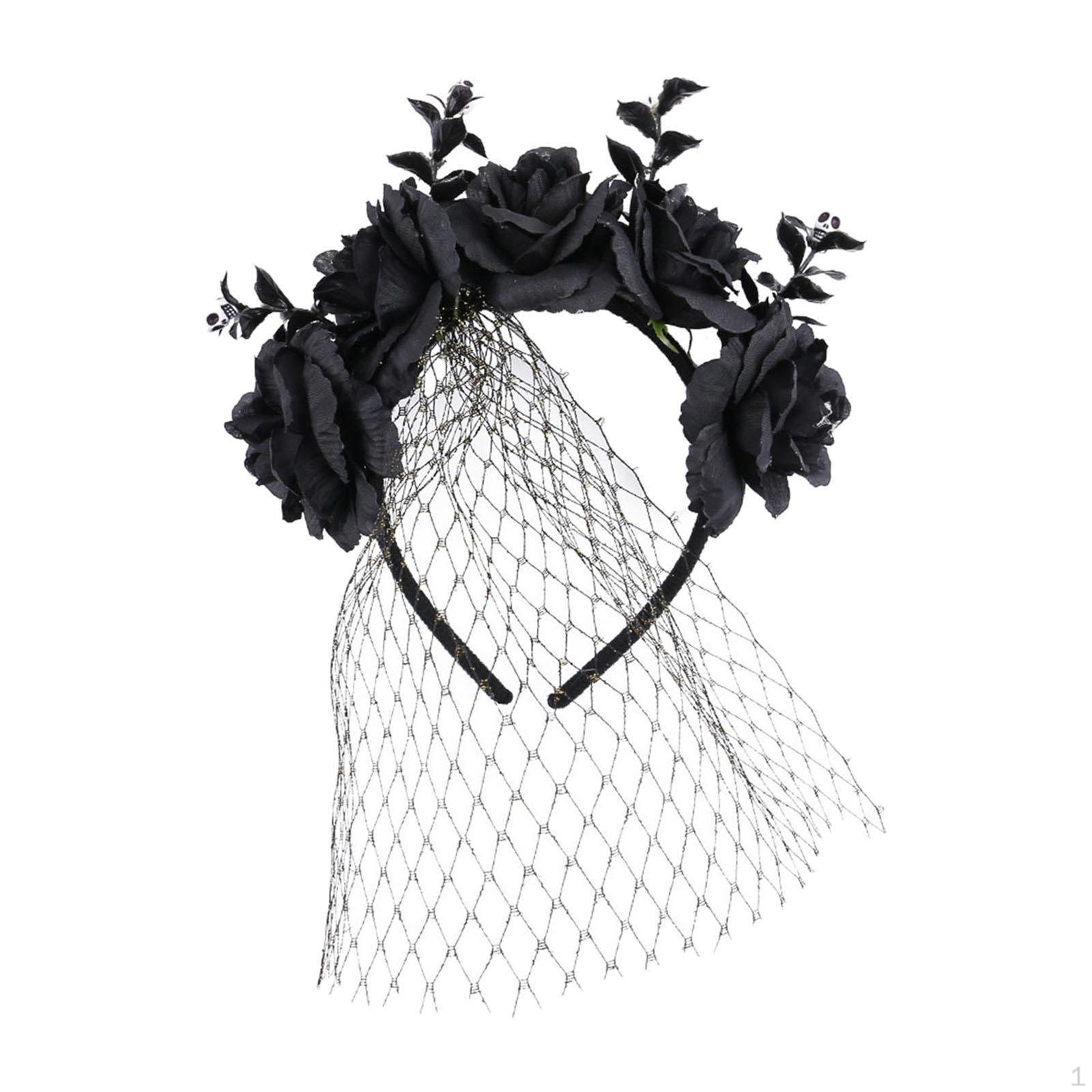

Костюм-повязка на голову с цветком на Хэллоуин, аксессуар для фотосъемки, вечеринки, представления чёрный
