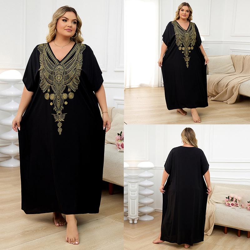 

Женское вискозное вышитое праздничное пляжное платье-накидка - Свободная, длинная одежда для защиты от солнца One Size