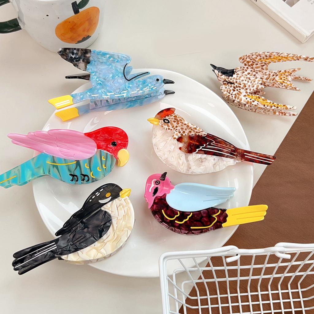 Oversized Hair Clip With Cartoon Bird Designs Acetate Secure Grip For Updos Parties Casual Wear Hair Accessories