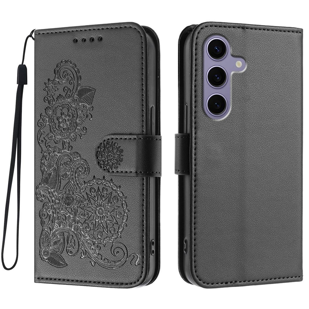 For Samsung Galaxy S24/Galaxy S25 Phone Cases Mandala Flower Leather Wallet Mobile Cover with Strap
