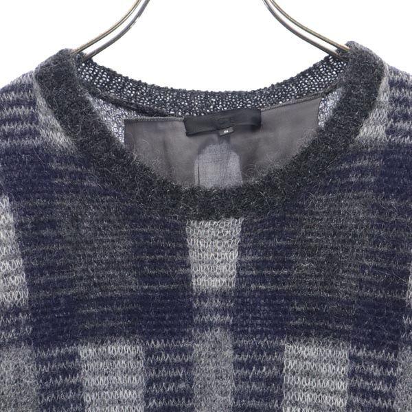 ICB Mohair Blend Check Pattern Long Sleeve Knit S Black Sweater Women Used