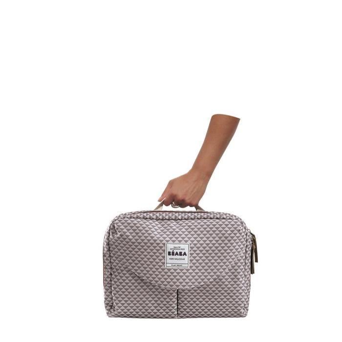 BEABA, Sac à langer Genéve II, Modulable, Grande contenance, Rangements multiples, Pochette avant amovible, Gris