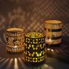 3Pcs Gold Metal Candle Holders Hollow Tabletop Candle Stands Home Wedding Party Decor
