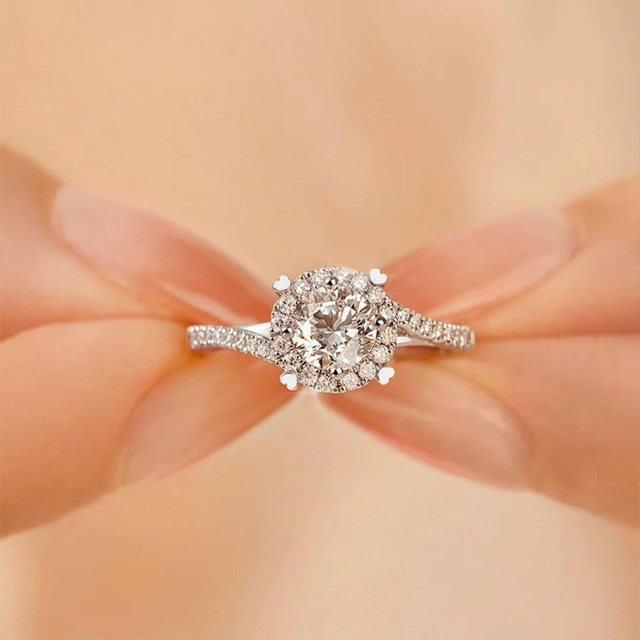 New Aurora Diamond Ring Moissanite Simulation Diamond Ring Female Proposal Order Wedding Ring Chic Versatile Ring