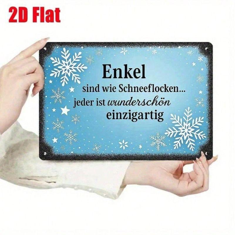 

Vintage German Metal Sign Wall Decor, Unique Snowflake Design Art Poster