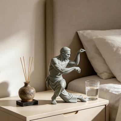 3D Printed Kung Fu Figurine, Kung Fu Master Statue with Exquisite Texture Stable Base, Martial Arts Collectible Sculpture for Home Office Decor
