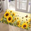 Pastoral Sunflower Butterfly Doormat Non Slip Entry Rug Bright Floral Garden Pattern Floor Mat Porch Balcony Entryway Decor