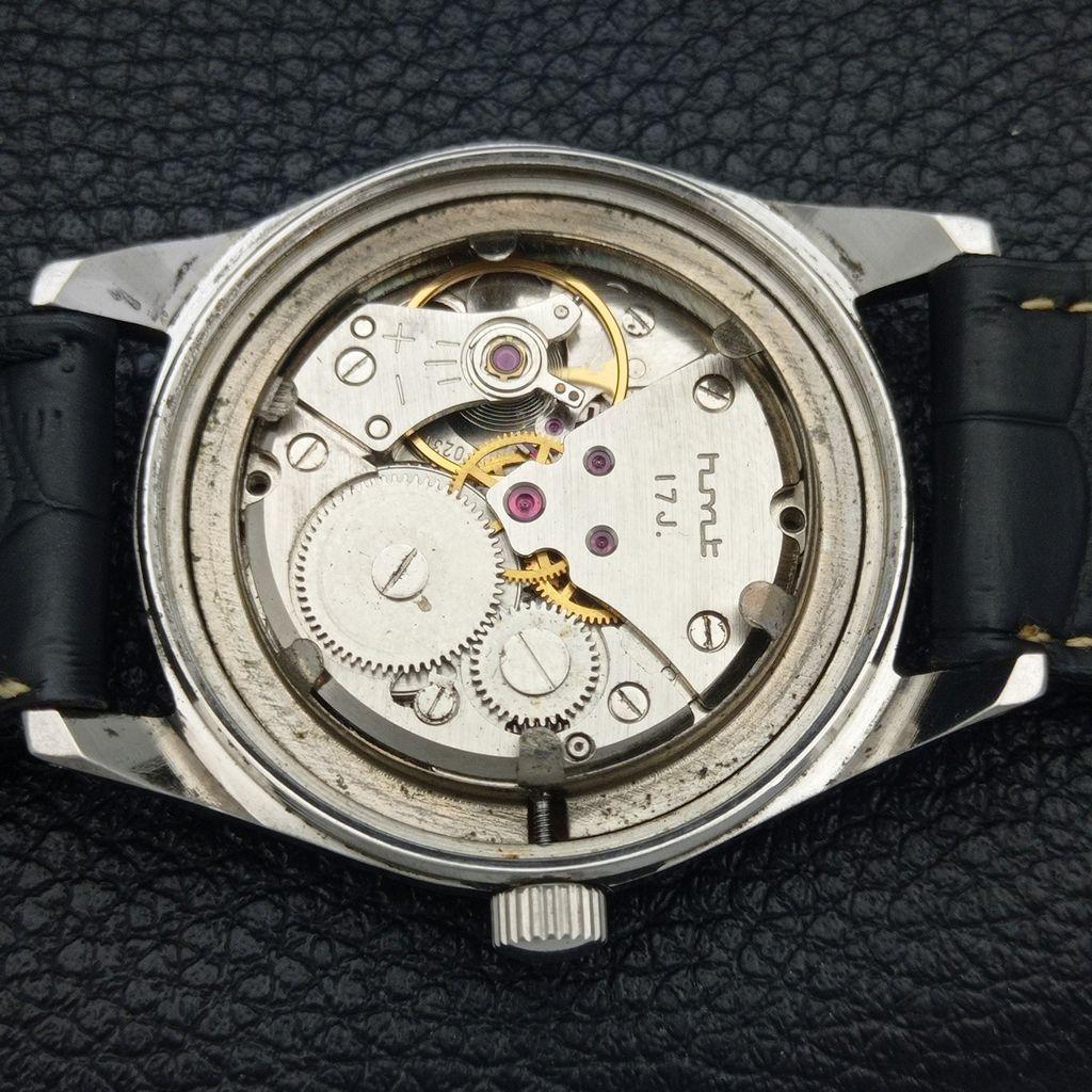 HAND-WINDING VINTAGE HMT JAWAN INDIAN MENS BLACK COLOR DIAL WATCH A700297-5