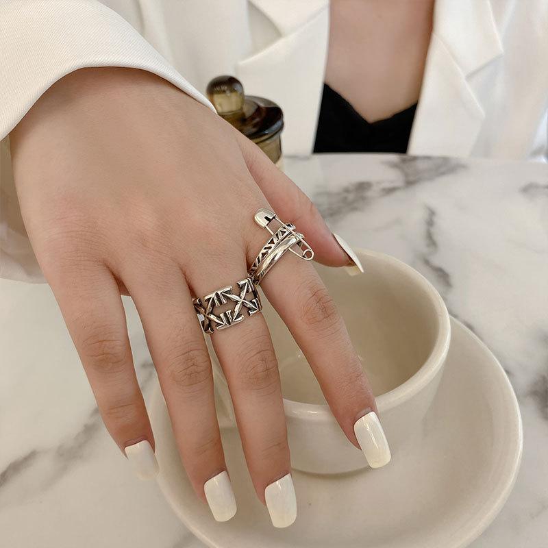 Trendy Korean Fashion Hollow Design Double Layer Ring Adjustable For Occasions All
