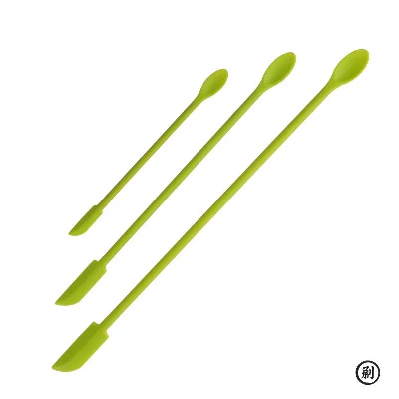 

Косметическая бутылка Силиконовый мини-скребок Набор из трех предметов Выпечка Двусторонний шпатель Два в одном Ложка для скребка для банок с джемом зелёный