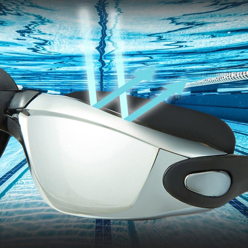 with Nose Clip, and Ear Plugs Silicone Swim Cap Anti-fog Electroplated Flat Glasses  Water Sports