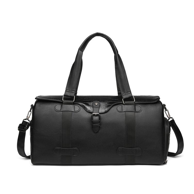 Men's Travel Bag Leather Anti-splash Large-capacity Short-distance Luggage Including Independent Shoe Compartment Business Handbag Oblique Span